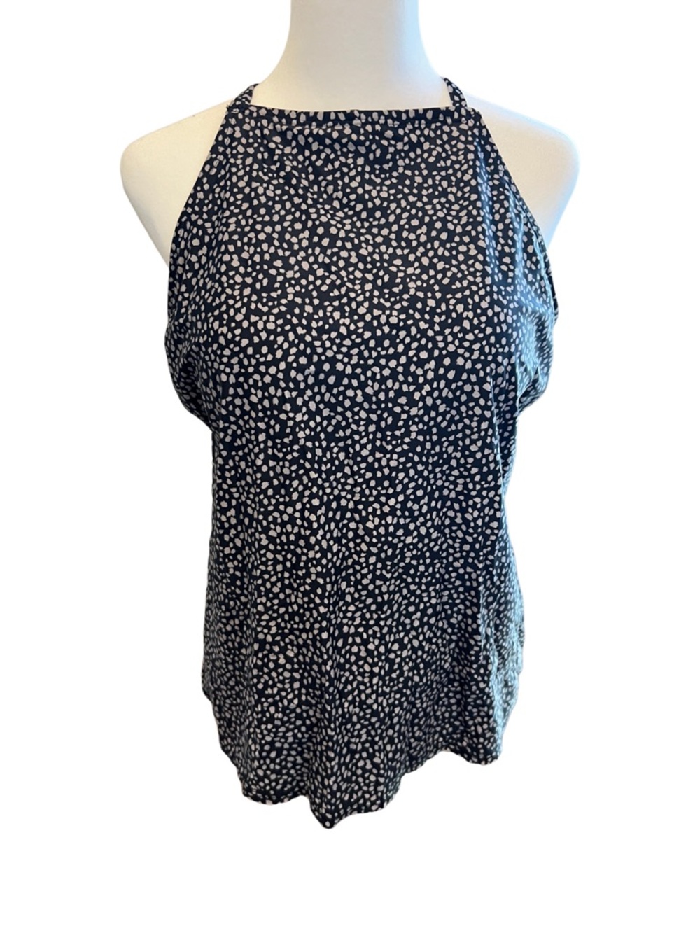 Kona Sol Tankini Top in Black with White Dot Print - Picture 3 of 8